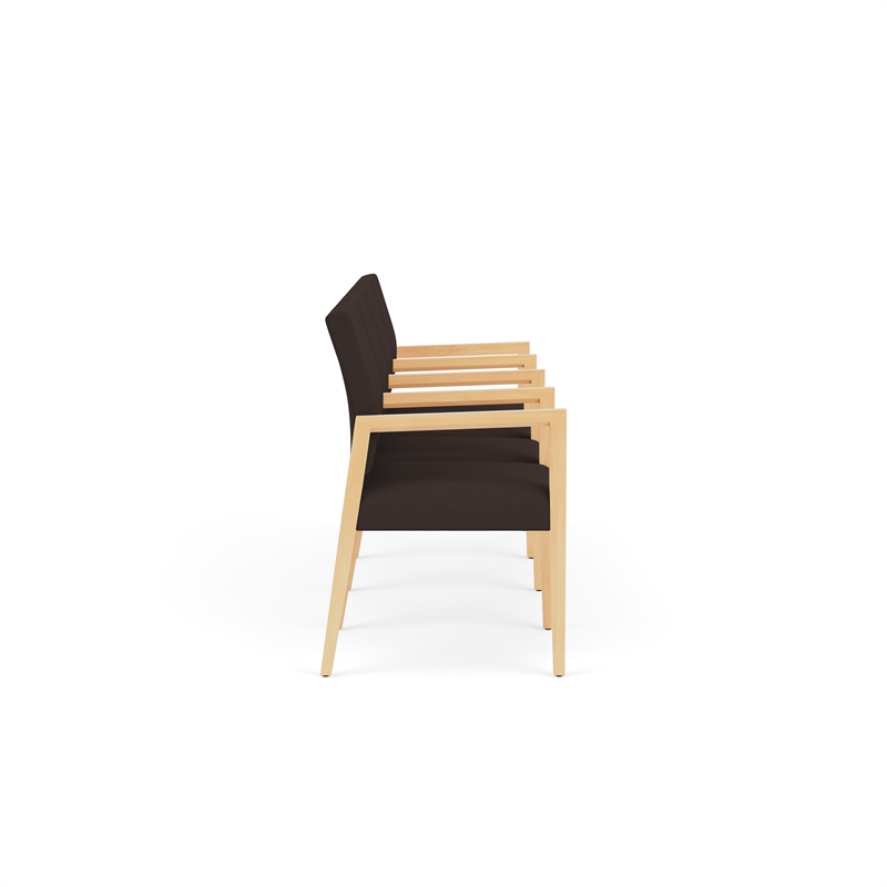 Lesro Brooklyn Waiting Reception 4 Seat Tandem Seating Wood Frame in Brown