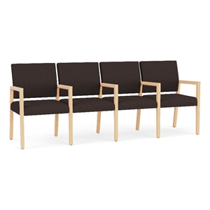 Lesro Brooklyn Waiting Reception 4 Seat Tandem Seating Wood Frame in Brown