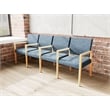 Lesro Brooklyn Waiting Reception 4 Seat Tandem Seating Wood Frame in Blue