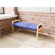Lesro Brooklyn Waiting Reception 2 Seat Bench Wood Frame in Blue