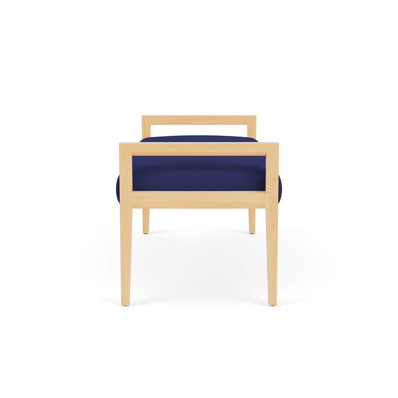 Lesro Brooklyn Waiting Reception 2 Seat Bench Wood Frame in Blue