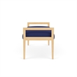 Lesro Brooklyn Waiting Reception 2 Seat Bench Wood Frame in Blue