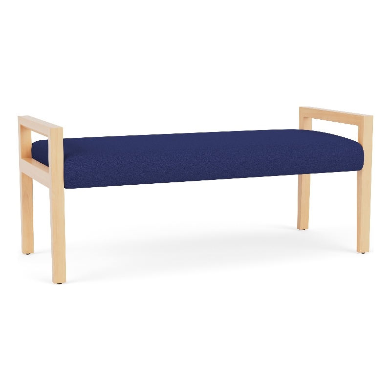 Lesro Brooklyn Waiting Reception 2 Seat Bench Wood Frame in Blue