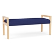 Lesro Brooklyn Waiting Reception 2 Seat Bench Wood Frame in Blue