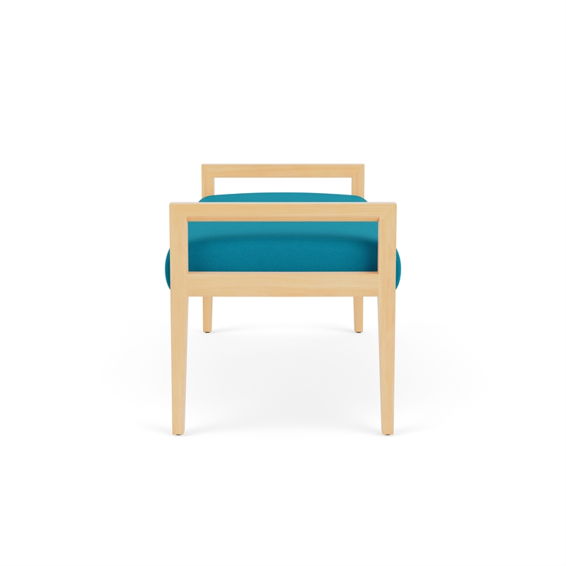 Lesro Brooklyn Waiting Reception 2 Seat Bench Wood Frame in Teal
