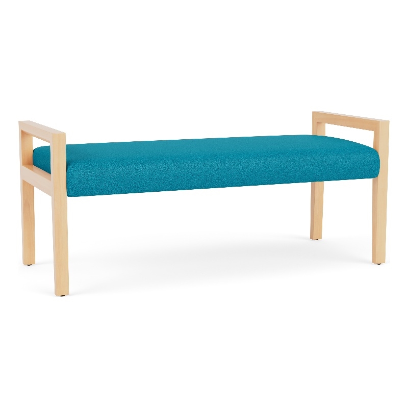Lesro Brooklyn Waiting Reception 2 Seat Bench Wood Frame in Teal