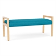 Lesro Brooklyn Waiting Reception 2 Seat Bench Wood Frame in Teal
