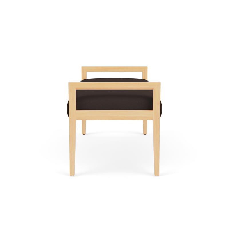 Lesro Brooklyn Waiting Reception 2 Seat Bench Wood Frame in Brown