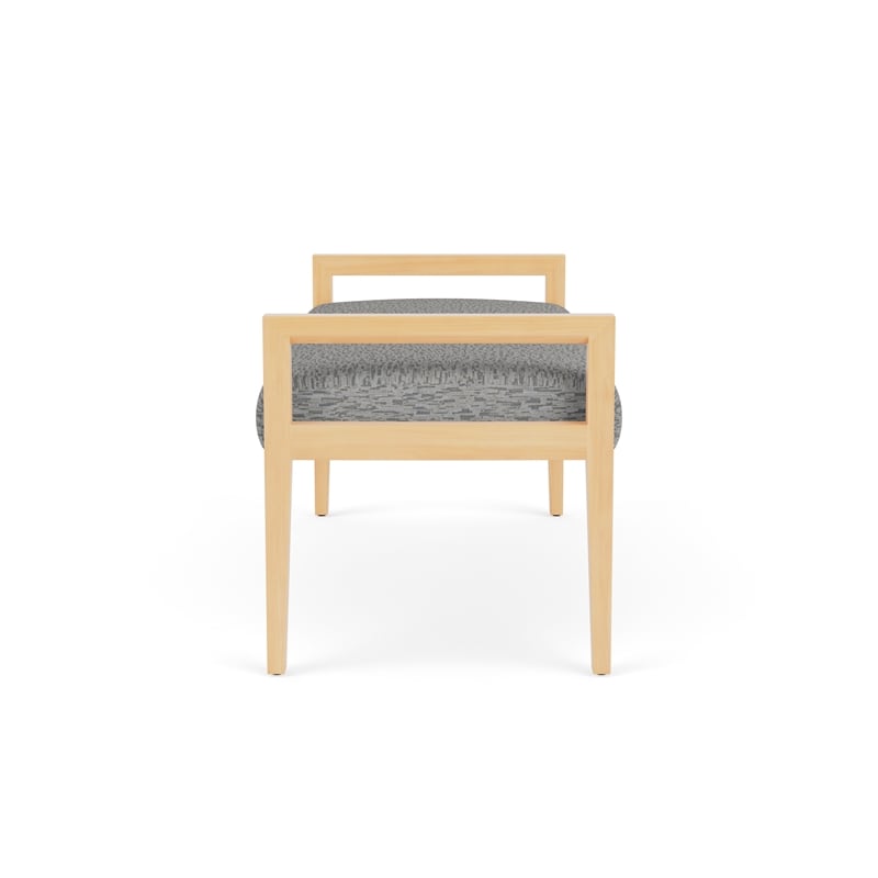 Lesro Brooklyn Waiting Reception 2 Seat Bench Wood Frame in Gray