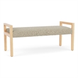 Lesro Brooklyn Waiting Reception 2 Seat Bench Wood Frame in Brown