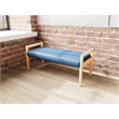 Lesro Brooklyn Waiting Reception 2 Seat Bench Wood Frame in Blue