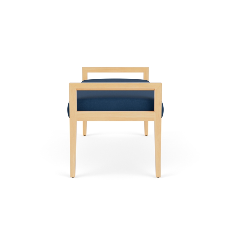 Lesro Brooklyn Waiting Reception 2 Seat Bench Wood Frame in Blue