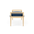 Lesro Brooklyn Waiting Reception 2 Seat Bench Wood Frame in Blue