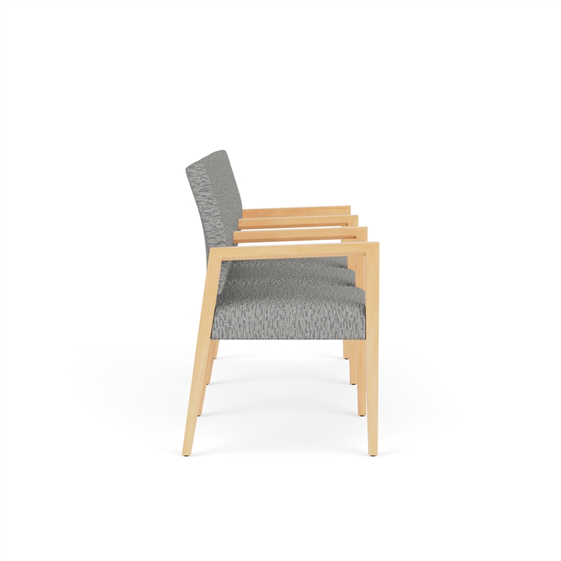 Lesro Brooklyn Waiting Reception 3 Seat Tandem Seating Wood Frame in Gray