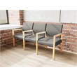 Lesro Brooklyn Waiting Reception 3 Seat Tandem Seating Wood Frame in Gray