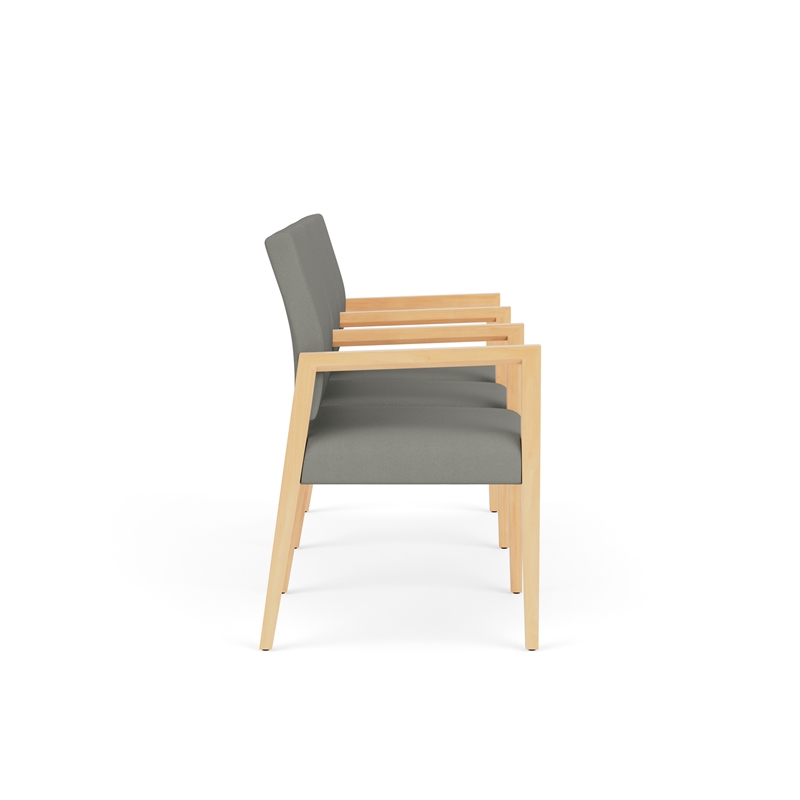 Lesro Brooklyn Waiting Reception 3 Seat Tandem Seating Wood Frame in Gray