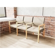 Lesro Brooklyn Waiting Reception 3 Seat Tandem Seating Wood Frame in Brown