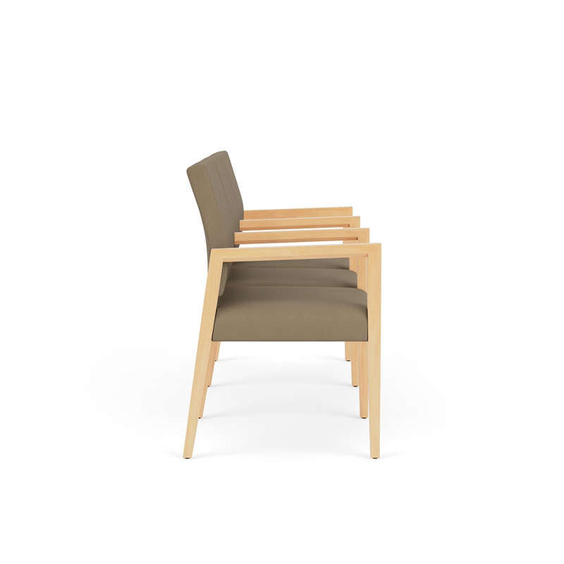 Lesro Brooklyn Waiting Reception 3 Seat Tandem Seating Wood Frame in Brown