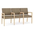 Lesro Brooklyn Waiting Reception 3 Seat Tandem Seating Wood Frame in Brown