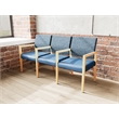 Lesro Brooklyn Waiting Reception 3 Seat Tandem Seating Wood Frame in Blue