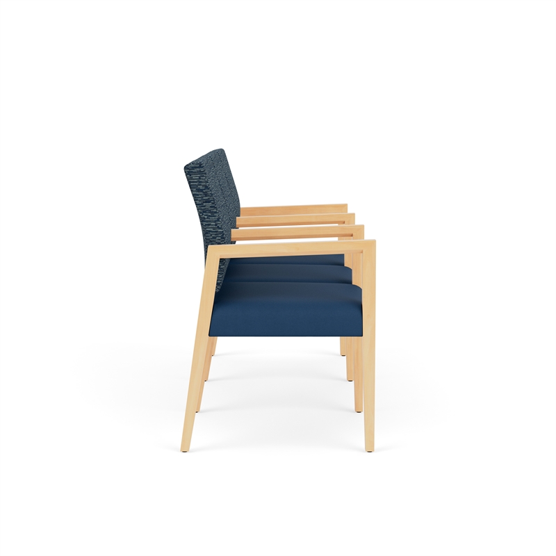 Lesro Brooklyn Waiting Reception 3 Seat Tandem Seating Wood Frame in Blue