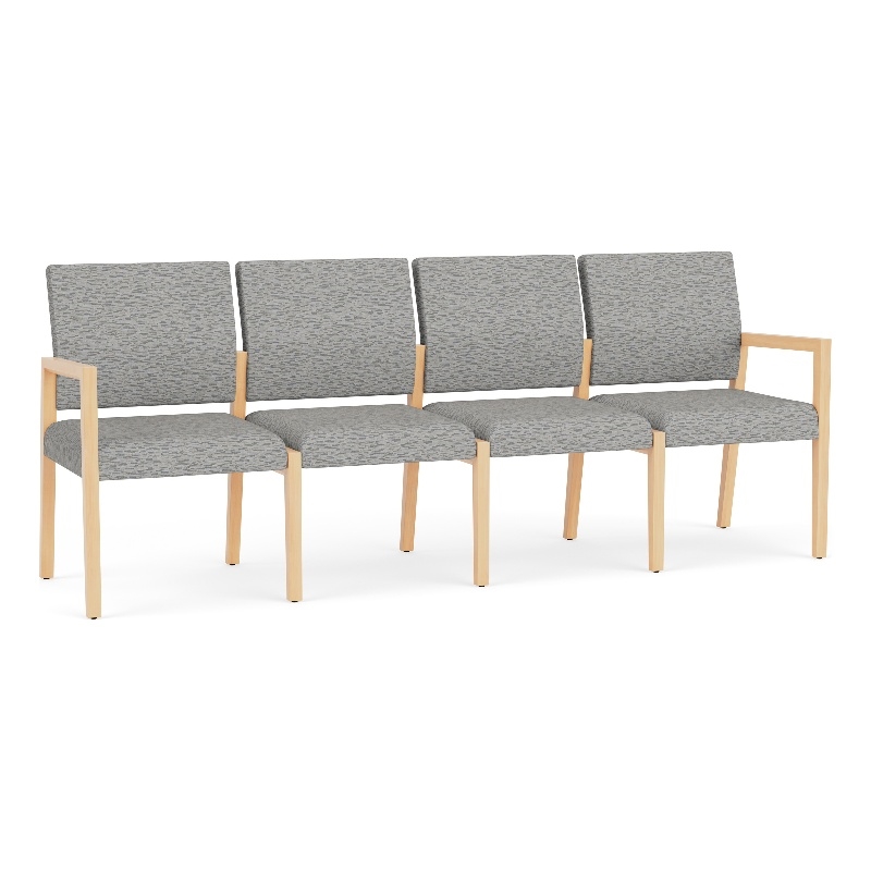 Lesro Brooklyn Waiting Reception 4 Seat Tandem Seating No Center Arms in Gray