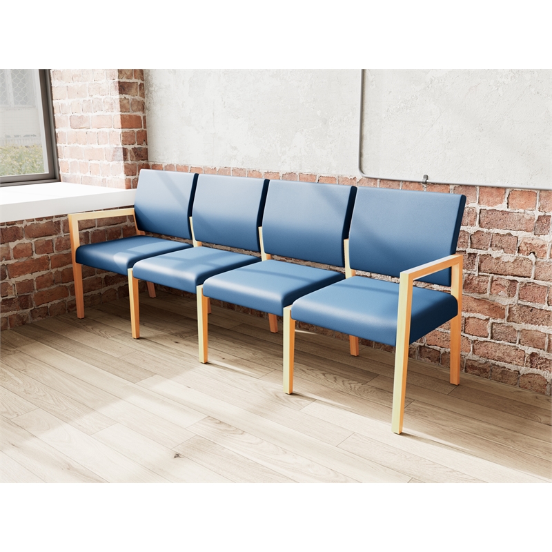 Lesro Brooklyn Waiting Reception 4 Seat Tandem Seating No Center Arms in Blue