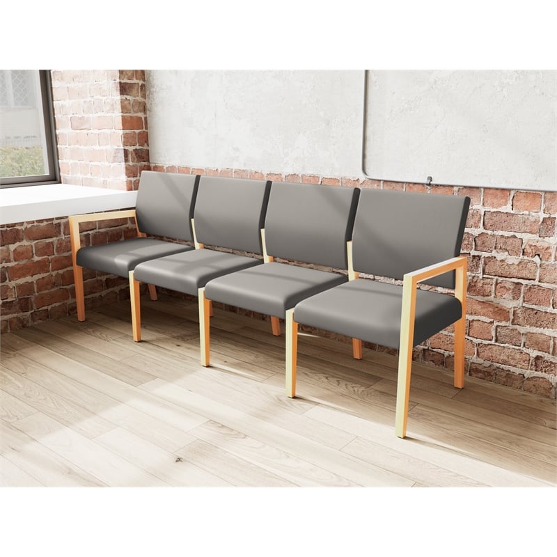 Lesro Brooklyn Waiting Reception 4 Seat Tandem Seating No Center Arms in Gray