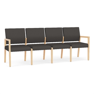 Lesro Brooklyn Waiting Reception 4 Seat Tandem Seating No Center Arms in Gray