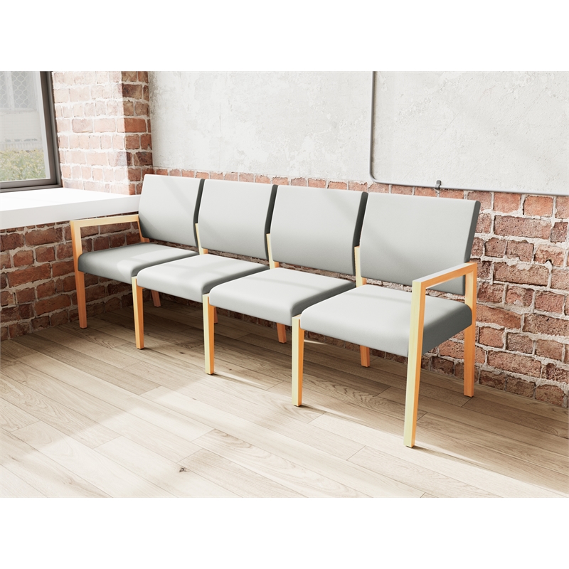 Lesro Brooklyn Waiting Reception 4 Seat Tandem Seating No Center Arms in Gray