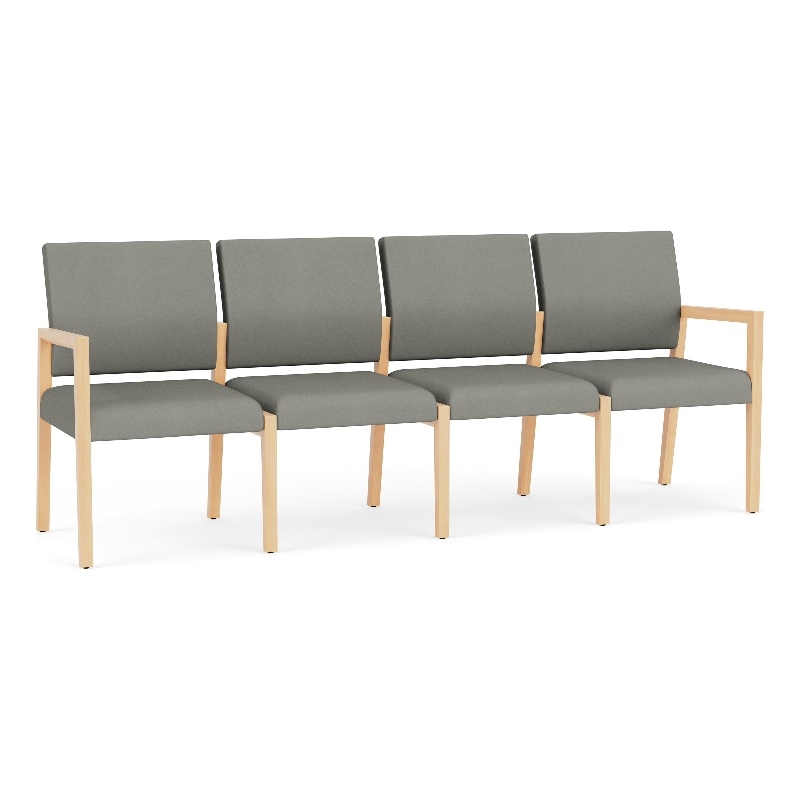 Lesro Brooklyn Waiting Reception 4 Seat Tandem Seating No Center Arms in Gray
