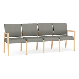 Lesro Brooklyn Waiting Reception 4 Seat Tandem Seating No Center Arms in Gray