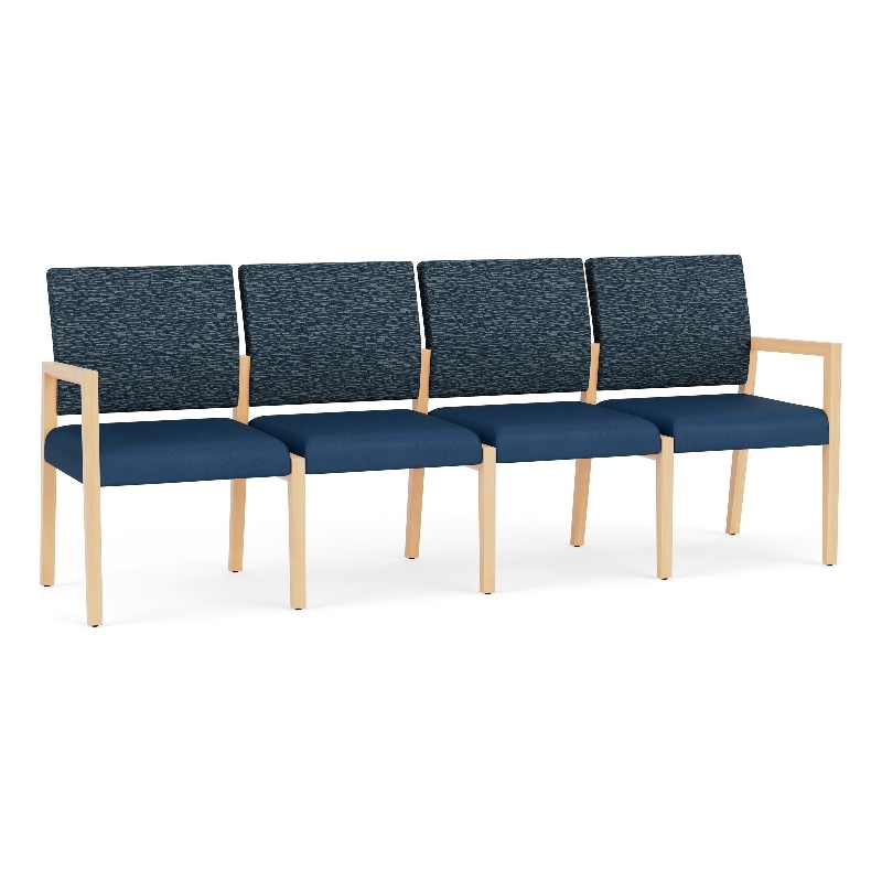 Lesro Brooklyn Waiting Reception 4 Seat Tandem Seating No Center Arms in Blue
