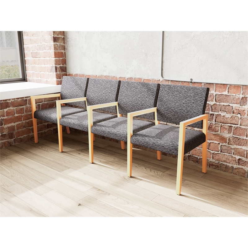 Lesro Brooklyn Waiting Reception 4 Seat Tandem Seating Wood Frame in Black