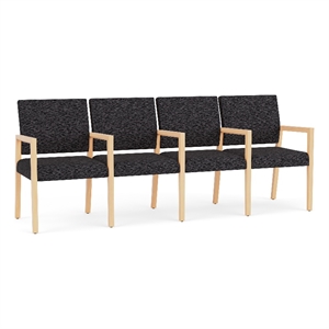 Lesro Brooklyn Waiting Reception 4 Seat Tandem Seating Wood Frame in Black