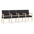 Lesro Brooklyn Waiting Reception 4 Seat Tandem Seating Wood Frame in Black