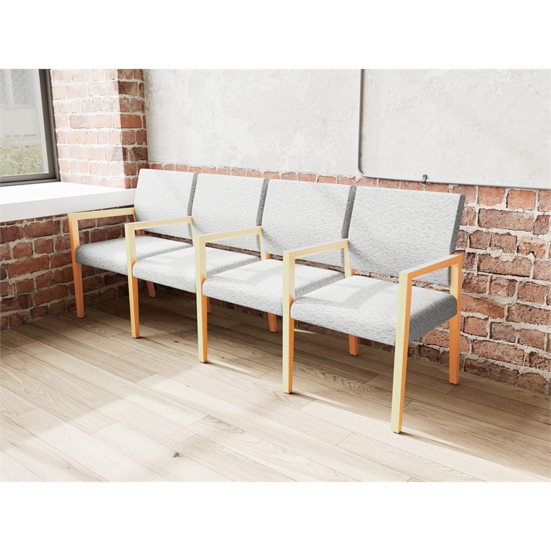 Lesro Brooklyn Waiting Reception 4 Seat Tandem Seating Wood Frame in Gray