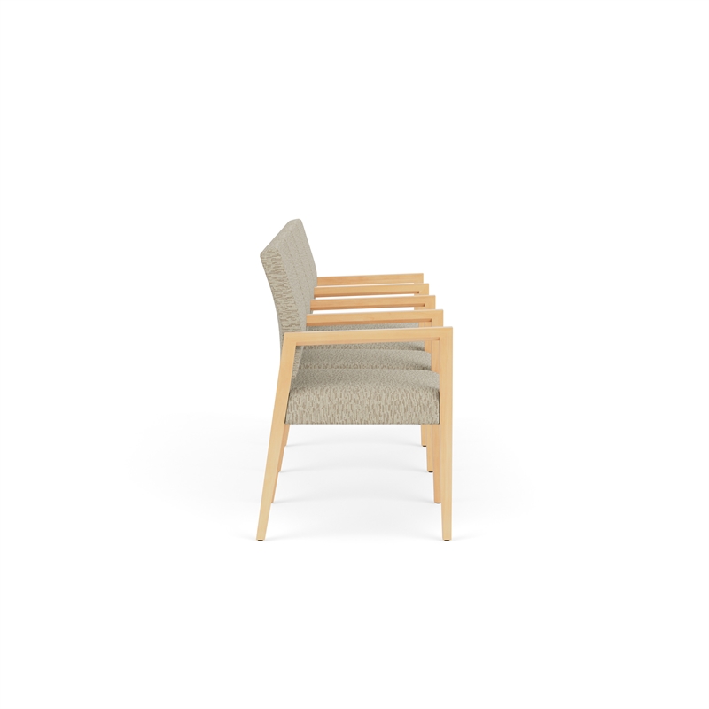 Lesro Brooklyn Waiting Reception 4 Seat Tandem Seating Wood Frame in Beige