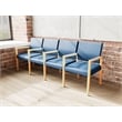 Lesro Brooklyn Waiting Reception 4 Seat Tandem Seating Wood Frame in Blue