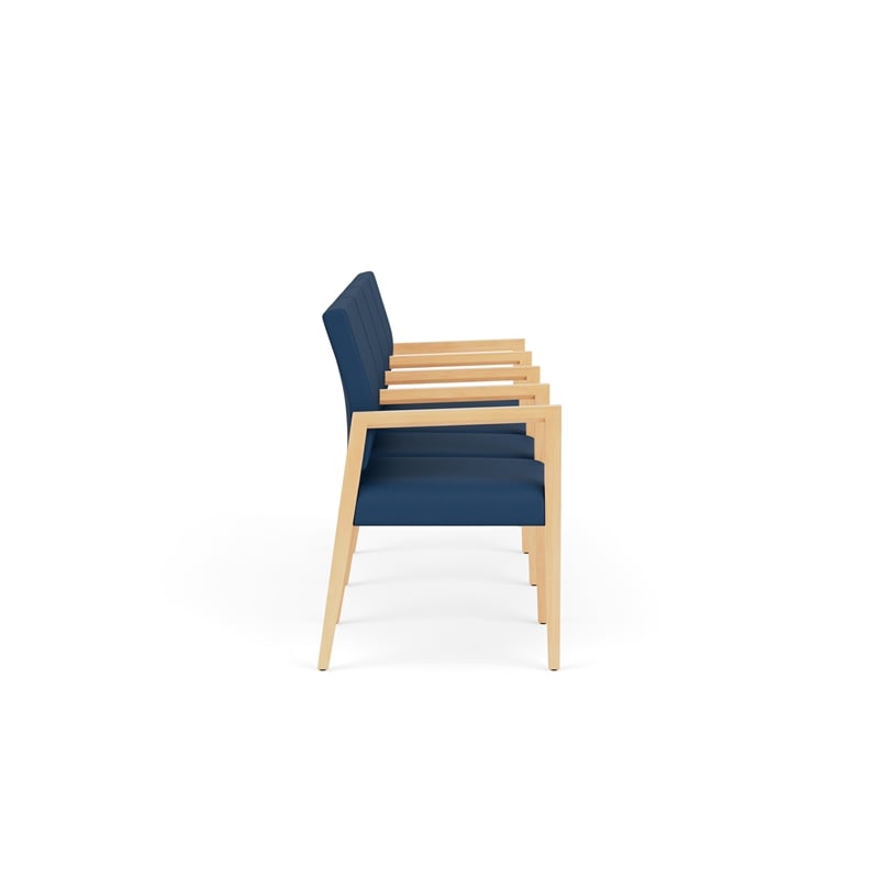 Lesro Brooklyn Waiting Reception 4 Seat Tandem Seating Wood Frame in Blue