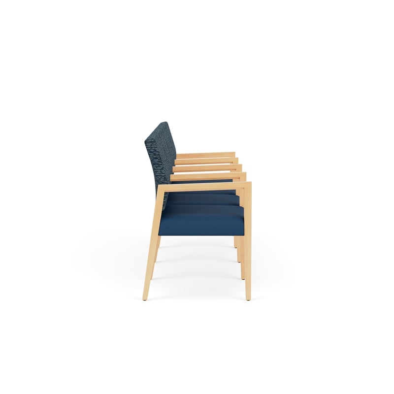 Lesro Brooklyn Waiting Reception 4 Seat Tandem Seating Wood Frame in Blue