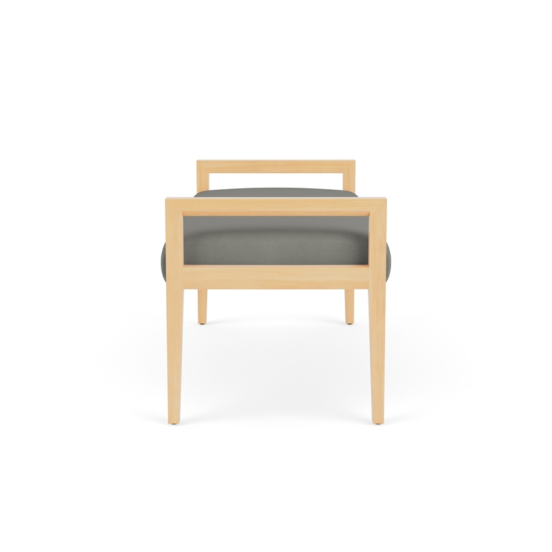 Lesro Brooklyn Waiting Reception 2 Seat Bench Wood Frame in Gray