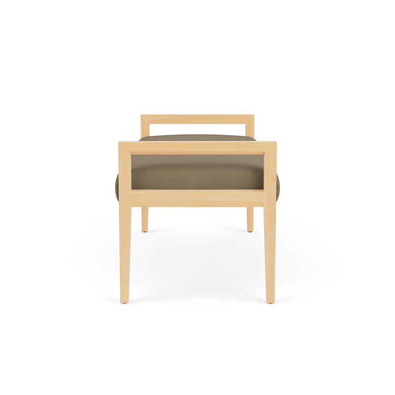 Lesro Brooklyn Waiting Reception 2 Seat Bench Wood Frame in Brown