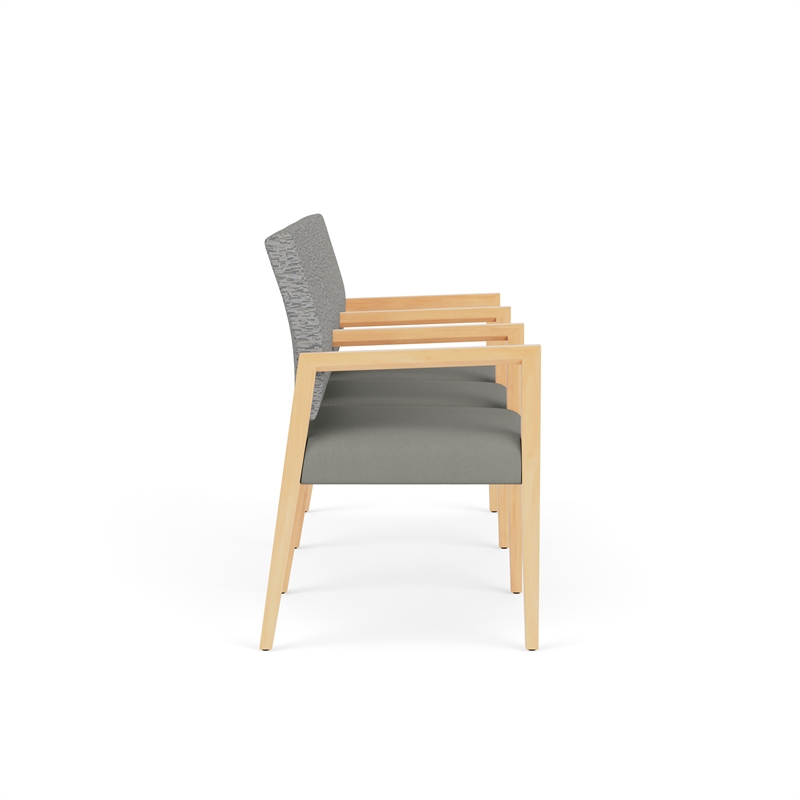 Lesro Brooklyn Waiting Reception 3 Seat Tandem Seating Wood Frame in Gray