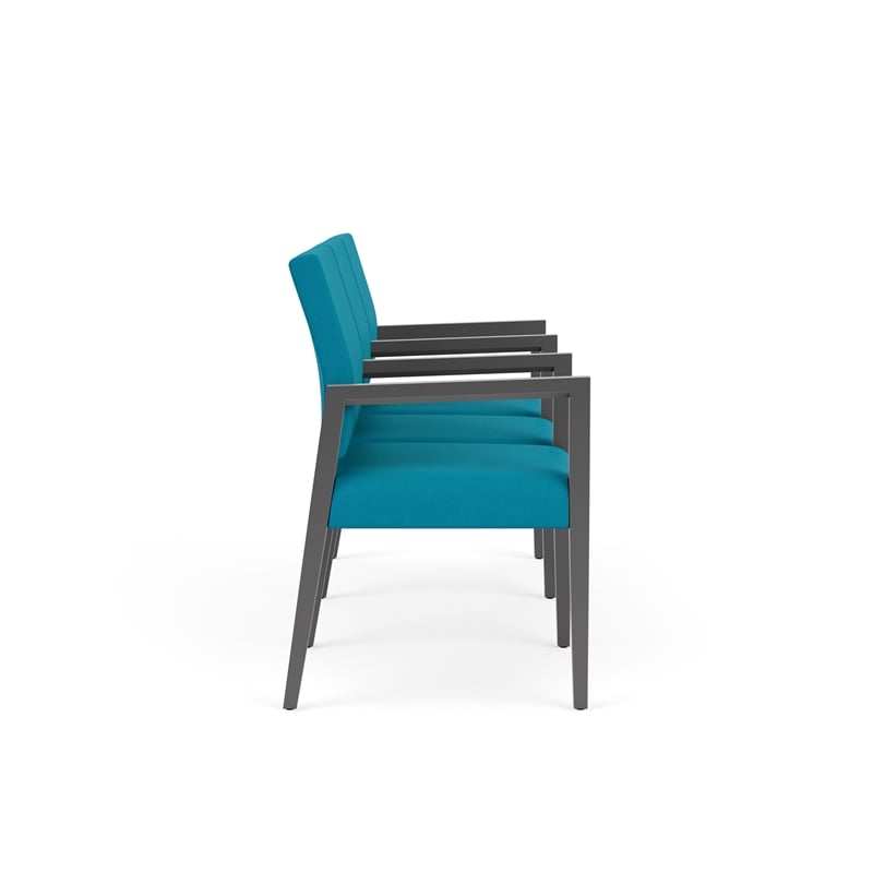Lesro Brooklyn Waiting Reception 3 Seat Tandem Seating Wood Frame in Teal