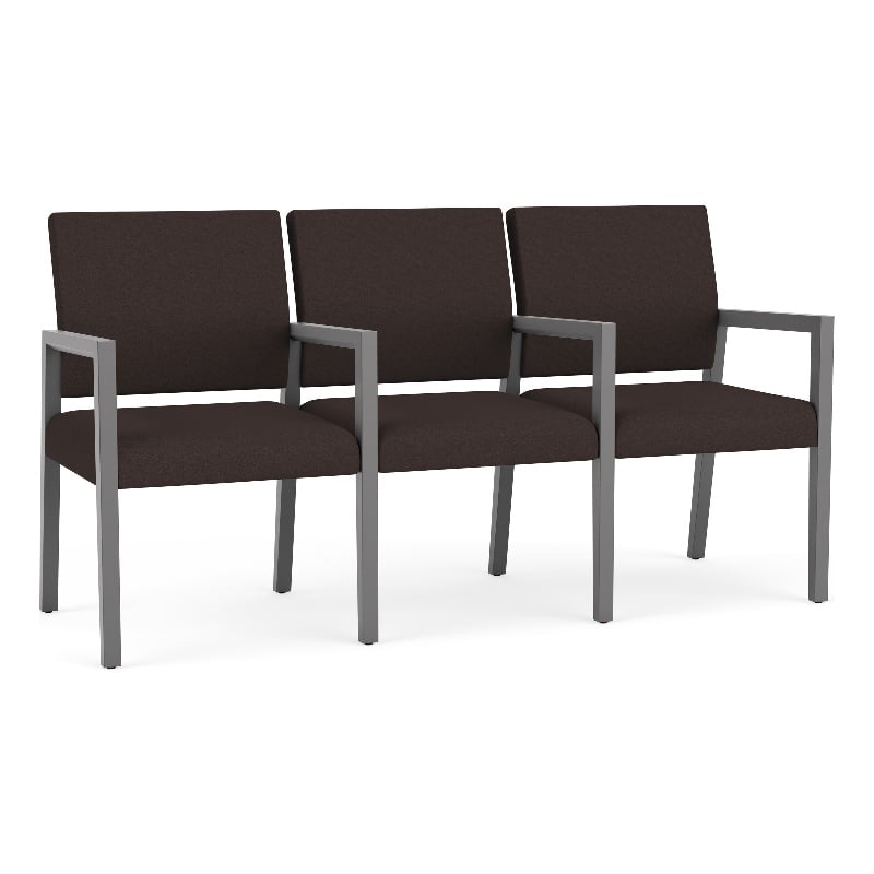 Lesro Brooklyn Waiting Reception 3 Seat Tandem Seating Wood Frame in Brown