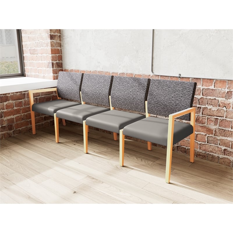 Lesro Brooklyn Waiting Reception 4 Seat Tandem Seating No Center Arms in Gray