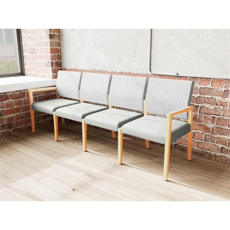 Lesro Brooklyn Waiting Reception 4 Seat Tandem Seating No Center Arms in Gray