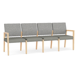 Lesro Brooklyn Waiting Reception 4 Seat Tandem Seating No Center Arms in Gray