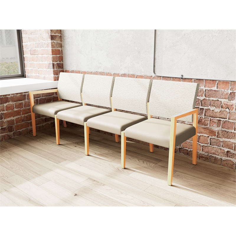 Lesro Brooklyn Waiting Reception 4 Seat Tandem Seating No Center Arms in Brown